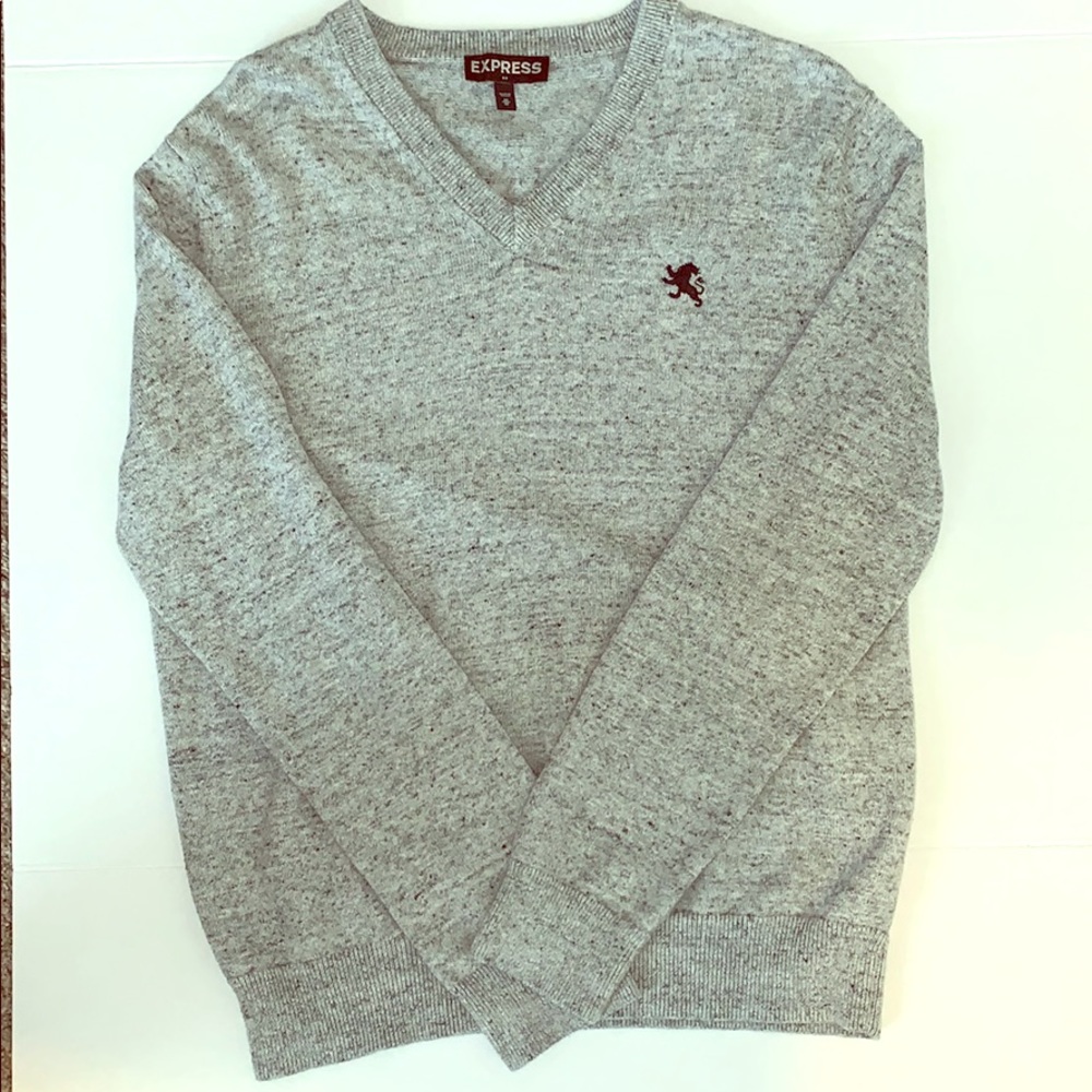 Express V-Neck Sweater Size M charcoal gray